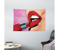 Halftone Comic Pop Art Girl Wide Tapestry