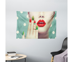 Watermelon Nail Art and Makeup Wide Tapestry