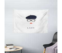 French Woman Wearing Glasses Wide Tapestry