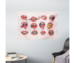 Pierced Tongue Teeth Braces Wide Tapestry