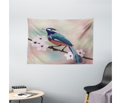 Sparrow Perching Wide Tapestry