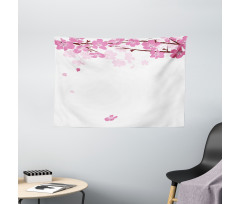 Falling Flower Motif Wide Tapestry