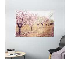 Pastel Idyllic Motif Wide Tapestry