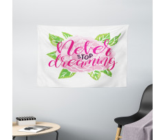 Romantic Rose Calligraphy Wide Tapestry