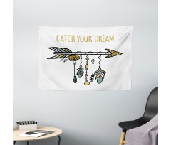 Tribal Arrow with Feathers Wide Tapestry