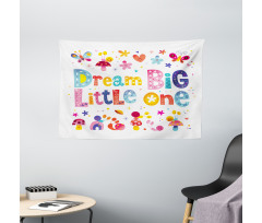 Little Words Composition Wide Tapestry