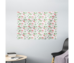 Flowers Butterflies Wide Tapestry