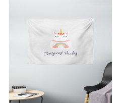 Unicorn Cake Cursive Words Wide Tapestry