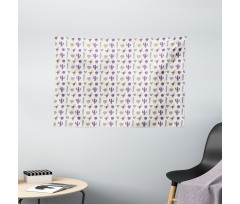 Purple Smiling Cactus Faces Wide Tapestry