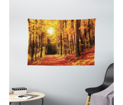 Fall Trees at Sunset Woods Wide Tapestry