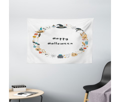 Happy Halloween Sketch Wide Tapestry