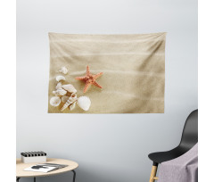 Exotic Seashells with Sand Wide Tapestry