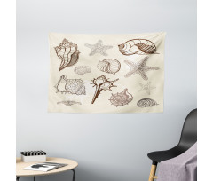 Grunge Outline Nautical Art Wide Tapestry