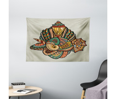 Abstract Seashell Art Wide Tapestry