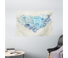 Coastal Design Grunge Heart Wide Tapestry