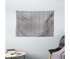 Retro Leaves and Plants Art Wide Tapestry