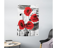 Grunge Brush Flowers Tapestry