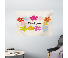 Simple Colorful Flowers Wide Tapestry