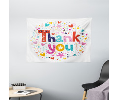 Happy Floral Hearts Stars Wide Tapestry