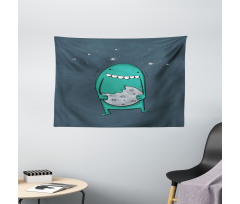 Monster with Sharp Teeth Wide Tapestry