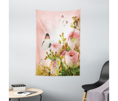 Blossoming Feminine Roses Tapestry