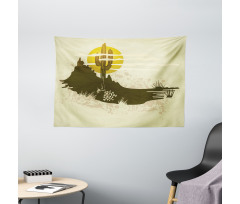 Dramatic Saguaro and Sun Wide Tapestry