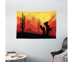 Cactus Silhouettes at Dusk Wide Tapestry