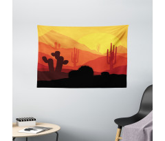 Western Cactus Silhouettes Wide Tapestry