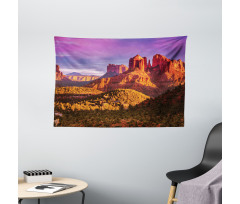 Cliffs Rocks and Violet Sky Wide Tapestry