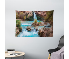 Natural Spring Falls Stream Wide Tapestry