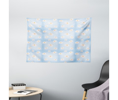 Cartoon Water Lily Wide Tapestry
