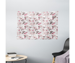 Romantic Floral Blossom Wide Tapestry