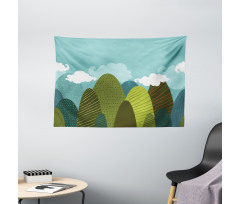 Doodle Trees and Clouds Wide Tapestry