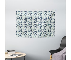 Cartoonish Floral Motif Wide Tapestry