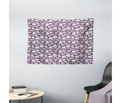 Monochrome Floral Vintage Wide Tapestry