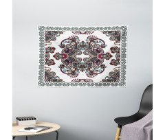 Curlicues Floral Design Wide Tapestry