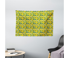 Scandinavian Flowers Leaves Wide Tapestry