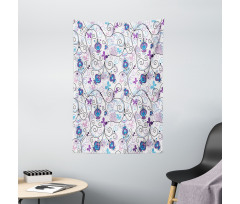 Abstract Butterflies Flowers Tapestry