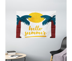 Calligraphy Hello Summer Wide Tapestry