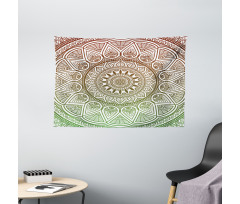 Ethnic Leafy Round Ornate Wide Tapestry