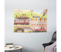 Train Ship Airplane Bus Wide Tapestry