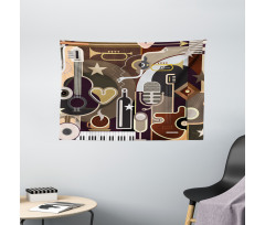 Musical Instruments Abstract Wide Tapestry