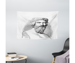 Vintage Sketch of Plato Wide Tapestry