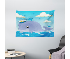 Nursery Theme Captain Whale Wide Tapestry