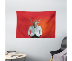 Moose Animal Person in Suit Wide Tapestry