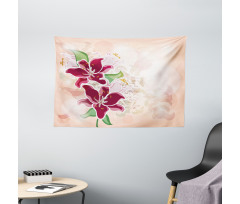 Botanical Pastel Tone Lilies Wide Tapestry