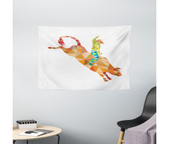 Geometric Fractal Cowboy Bull Wide Tapestry