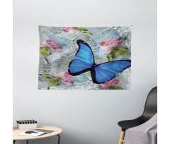 Roses Pearls and Butterly Wide Tapestry