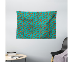 Doodle Art Falling Leaves Wide Tapestry