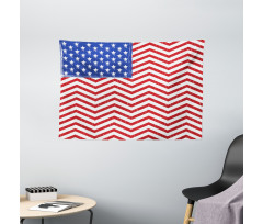 Country Flag with Zigzag Lines Wide Tapestry